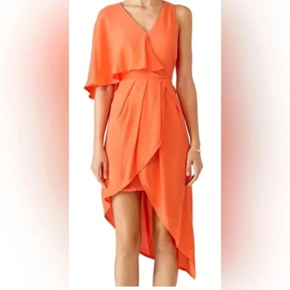 Elliatt coral asymmetrical wrap dress size M - Picture 1 of 16